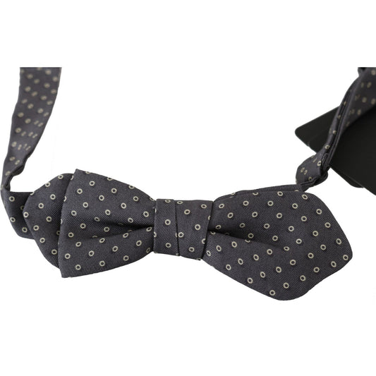 Bow Tie Elegant Silk Gray Circle Pattern Bow Tie Dolce & Gabbana