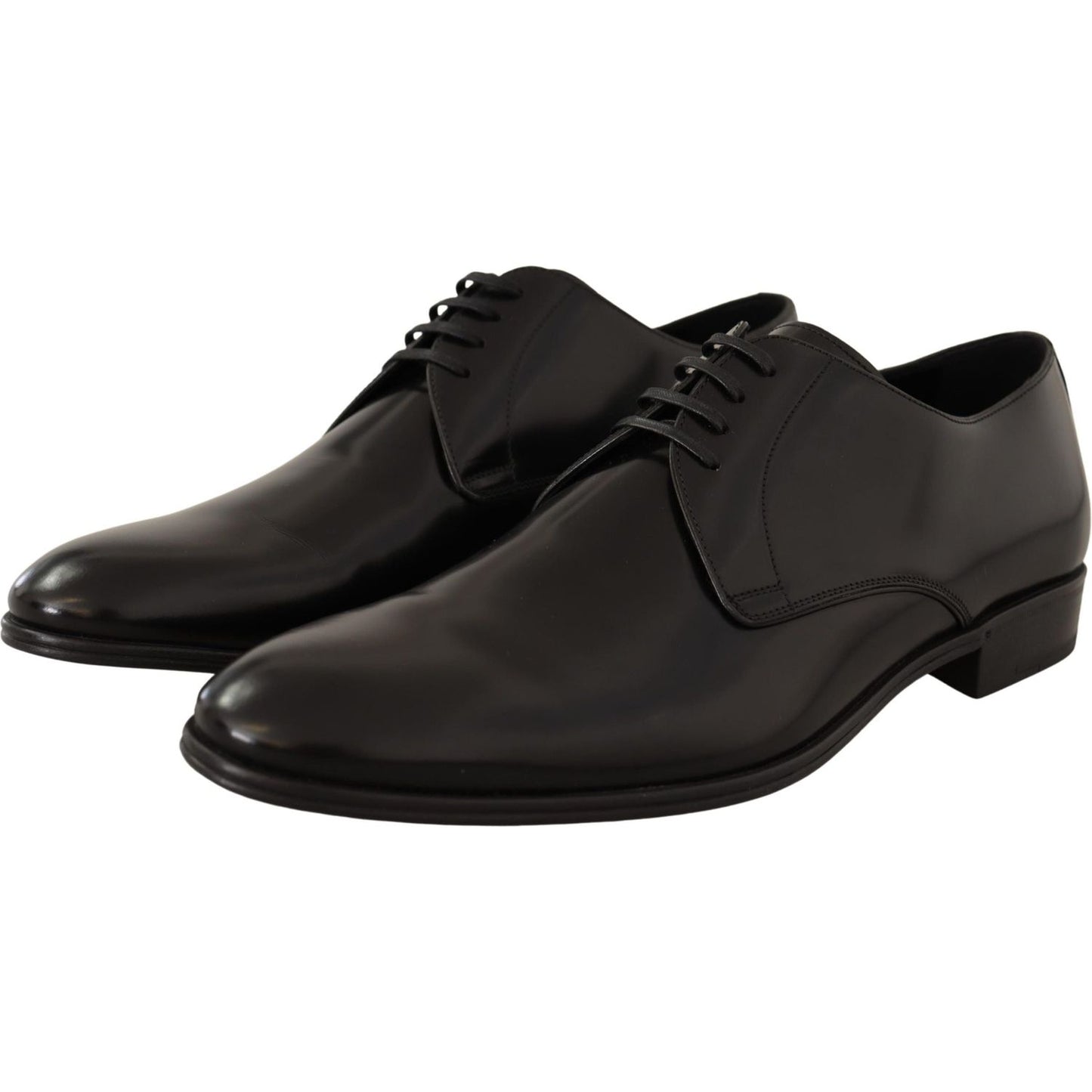 Dolce & Gabbana Elegant Black Leather Derby Shoes black-leather-lace-up-men-dress-derby-shoes-2 Dress Shoes IMG_3701-scaled-a57a2233-3e5.jpg