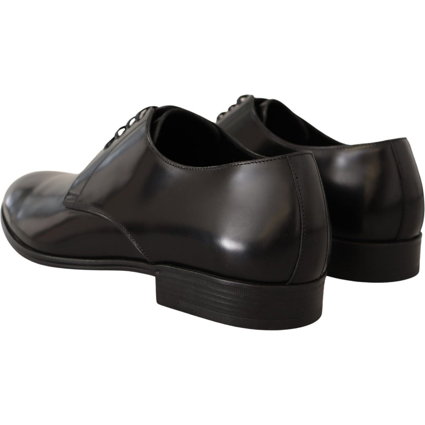 Dolce & Gabbana Elegant Black Leather Derby Shoes black-leather-lace-up-men-dress-derby-shoes-2 Dress Shoes IMG_3702-scaled-66246ae8-f5a.jpg