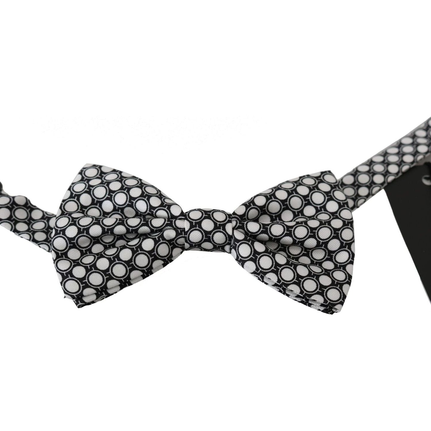 Dolce & Gabbana Elegant Black White Circle Silk Bow Tie Bow Tie men-black-white-circles-adjustable-neck-papillon-bow-tie