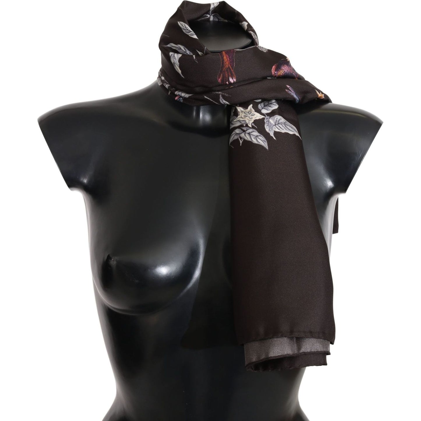 Dolce & Gabbana Elegant Silk Scarf Wrap in Luxe Brown brown-100-silk-bird-print-wrap-80cm-x-95cm-rrp-scarf Silk Wrap Shawls IMG_3728-scaled-d406927e-d30.jpg