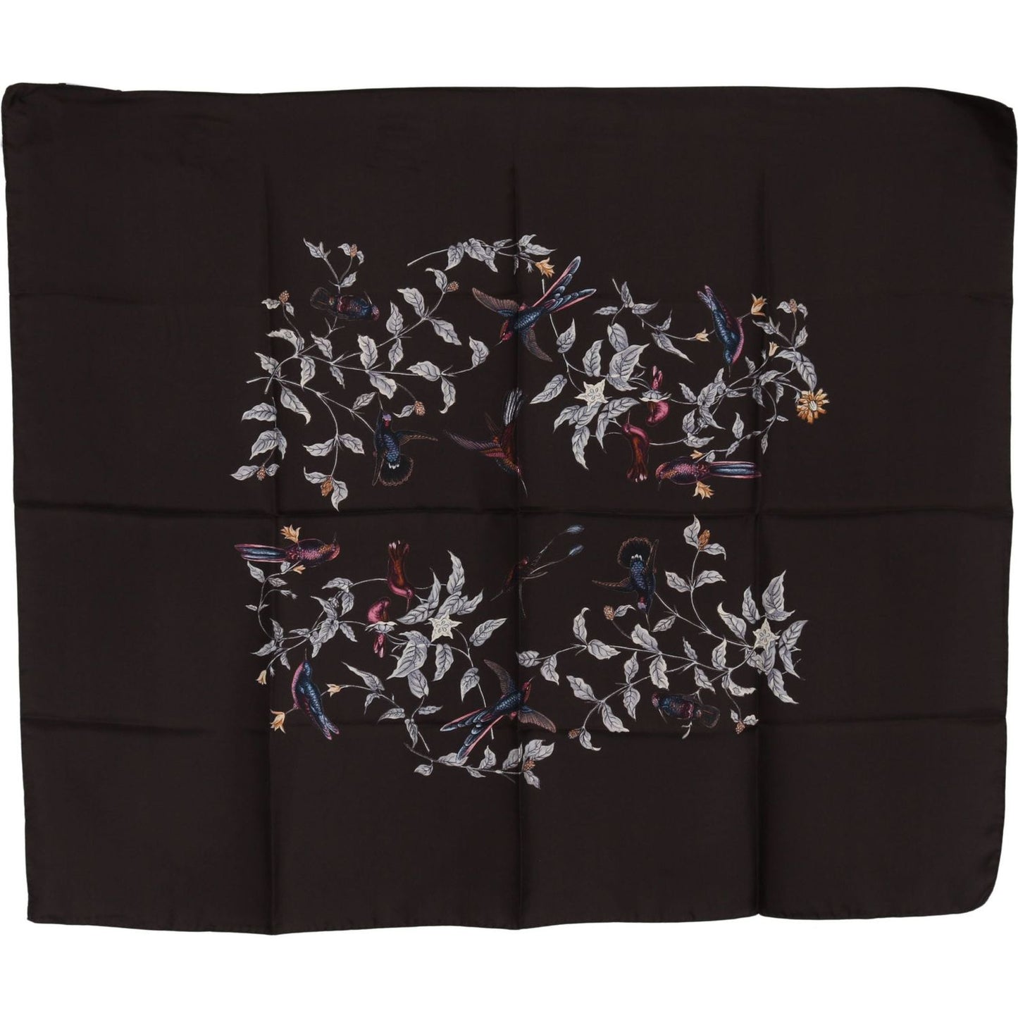 Dolce & Gabbana Elegant Silk Scarf Wrap in Luxe Brown brown-100-silk-bird-print-wrap-80cm-x-95cm-rrp-scarf Silk Wrap Shawls IMG_3730-scaled-372044dc-e94.jpg
