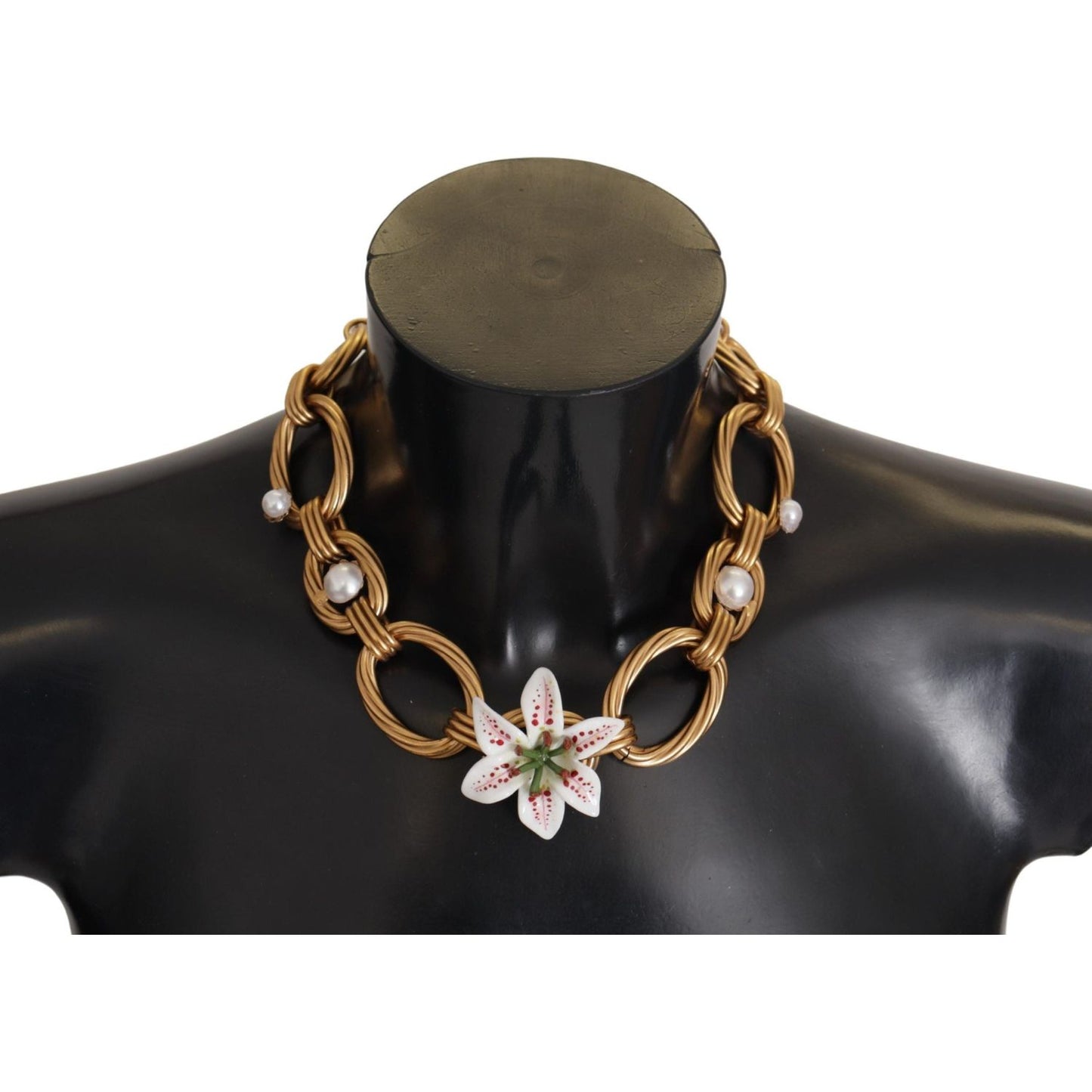 WOMAN NECKLACE Elegant Gold Lilly Flower Pendant Necklace Dolce & Gabbana