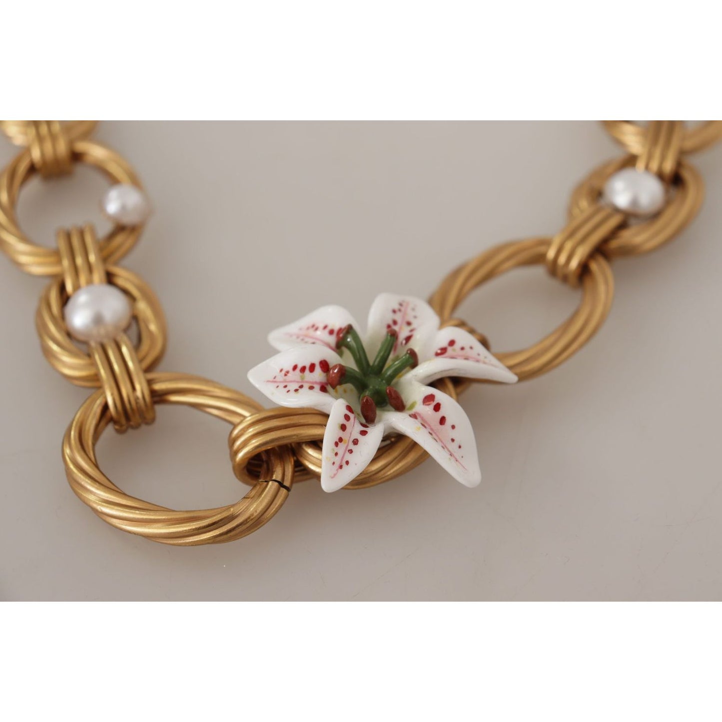 WOMAN NECKLACE Elegant Gold Lilly Flower Pendant Necklace Dolce & Gabbana