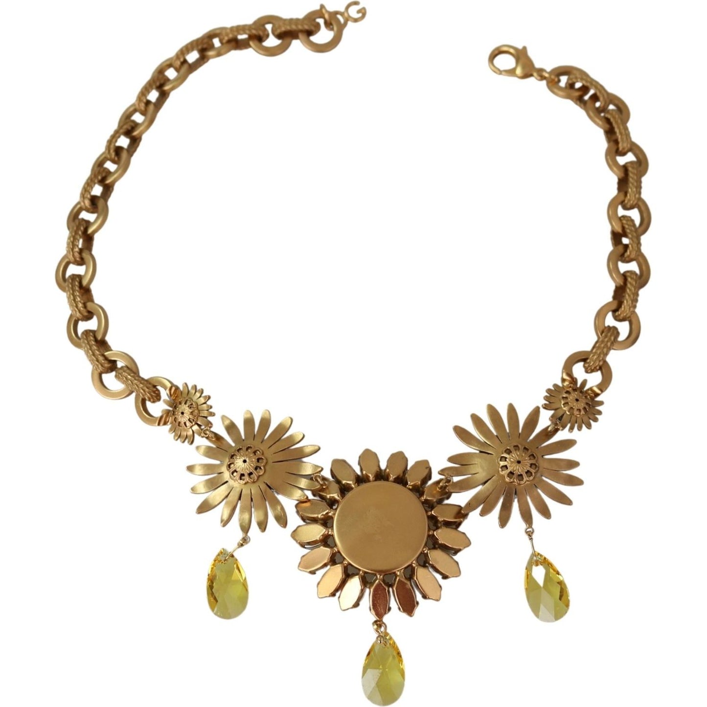 Necklace Elegant Gold Floral Crystal Statement Necklace Dolce & Gabbana