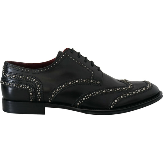 Dolce & Gabbana Elegant Studded Black Derby Shoes black-leather-derby-dress-studded-shoes IMG_3958-scaled-9ed8a7b3-b2a.jpg