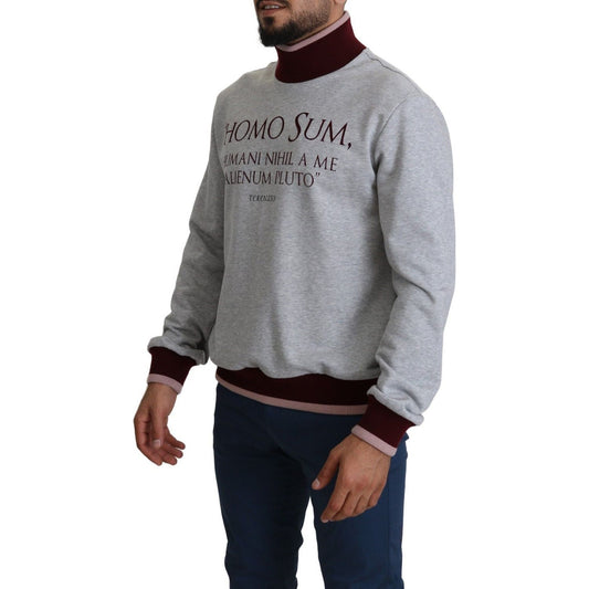 Dolce & Gabbana Elegant Gray Turtleneck Latin Motif Pullover gray-homo-sum-turtleneck-pullover-sweater