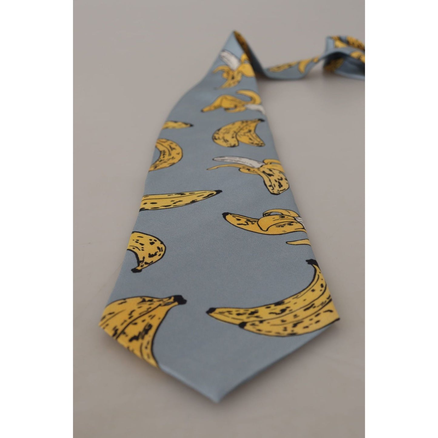 Elegant Blue Banana Print Silk Tie Dolce & Gabbana