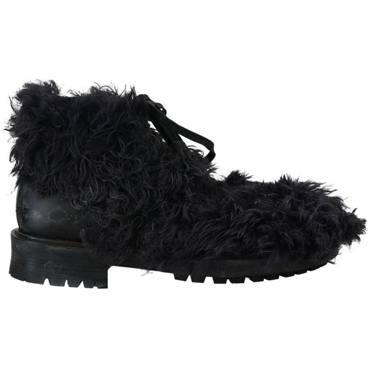 Dolce & Gabbana Black Leather Shearling Ankle Boots black-leather-combat-shearling-boots-shoes IMG_4430-scaled-d9572539-beb.jpg