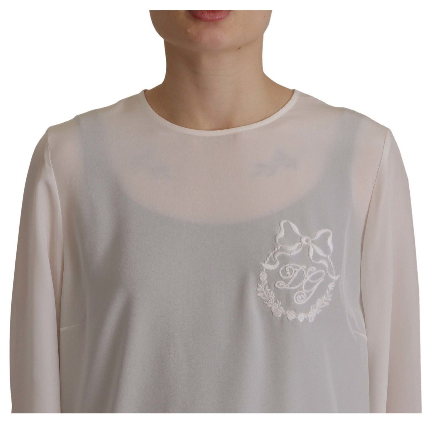 Dolce & GabbanaElegant Silk Top with Logo EmbroideryMcRichard Designer Brands£459.00