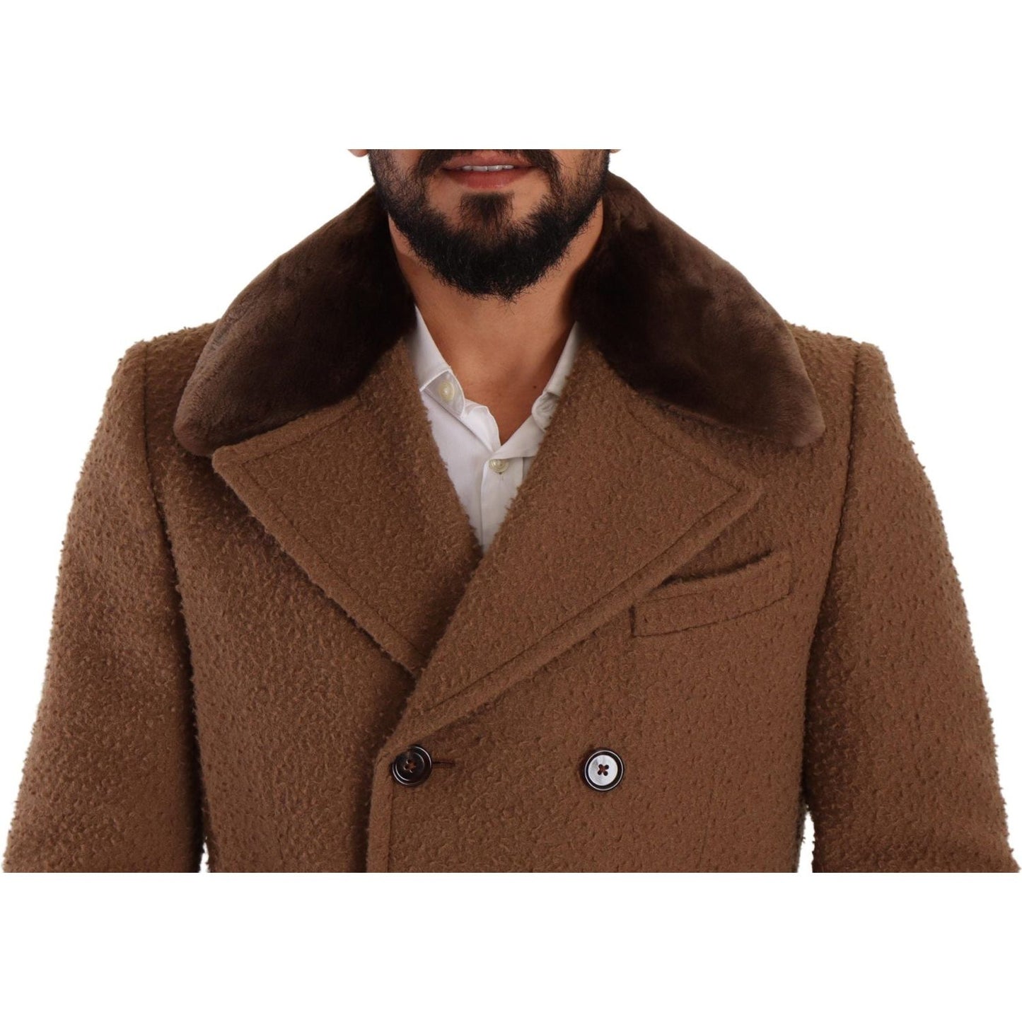 Dolce & Gabbana Elegant Double Breasted Wool Overcoat brown-wool-long-double-breasted-overcoat-jacket