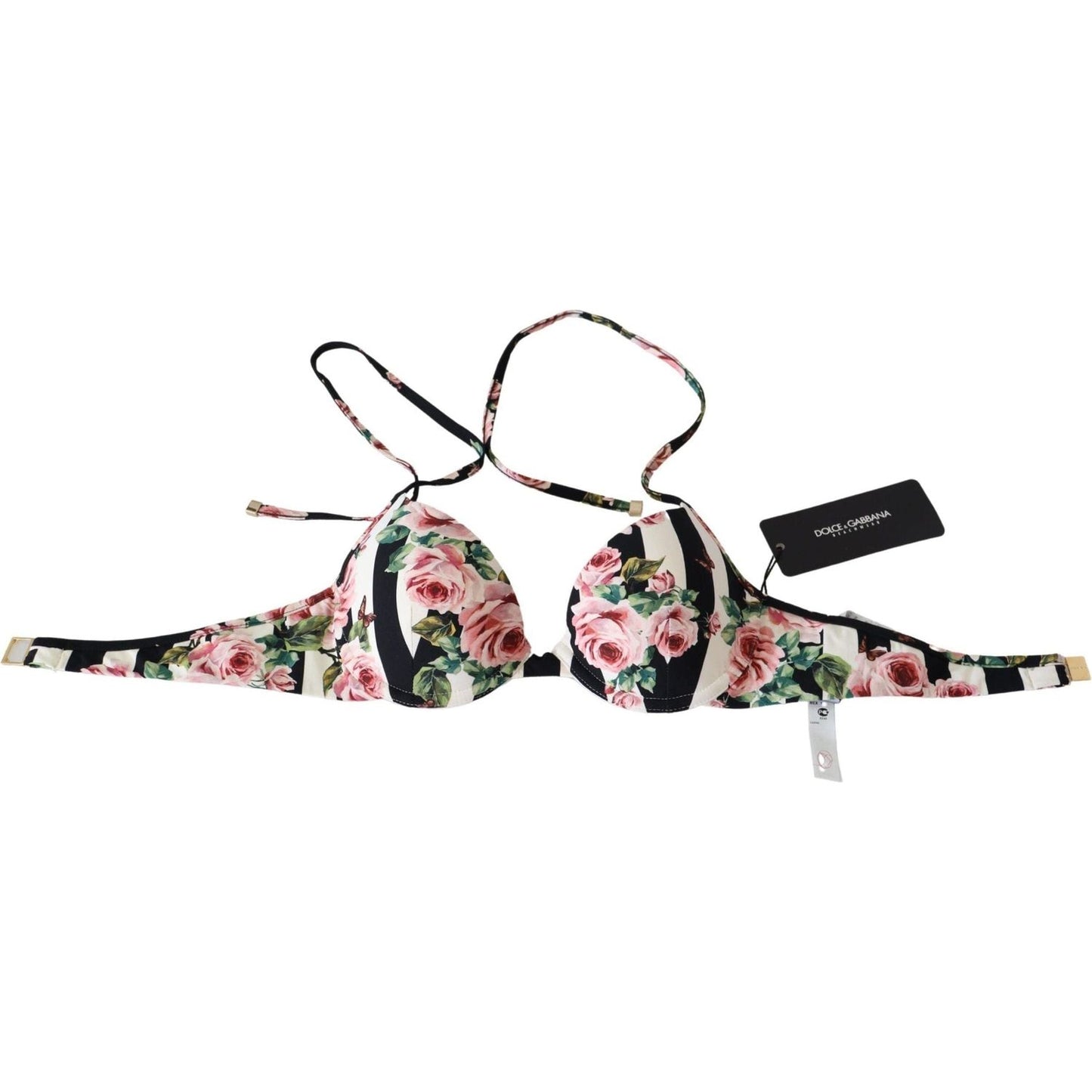 Dolce & Gabbana Elegant Rose Print Bikini Top multicolor-striped-rose-print-swimwear-bikini-tops IMG_5110-scaled-0f859566-598.jpg