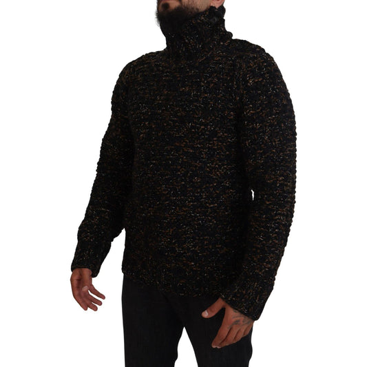 Dolce & Gabbana Elegant Turtleneck Sweater in Luxurious Wool Blend brown-fatto-a-mano-turtleneck-pullover-sweater