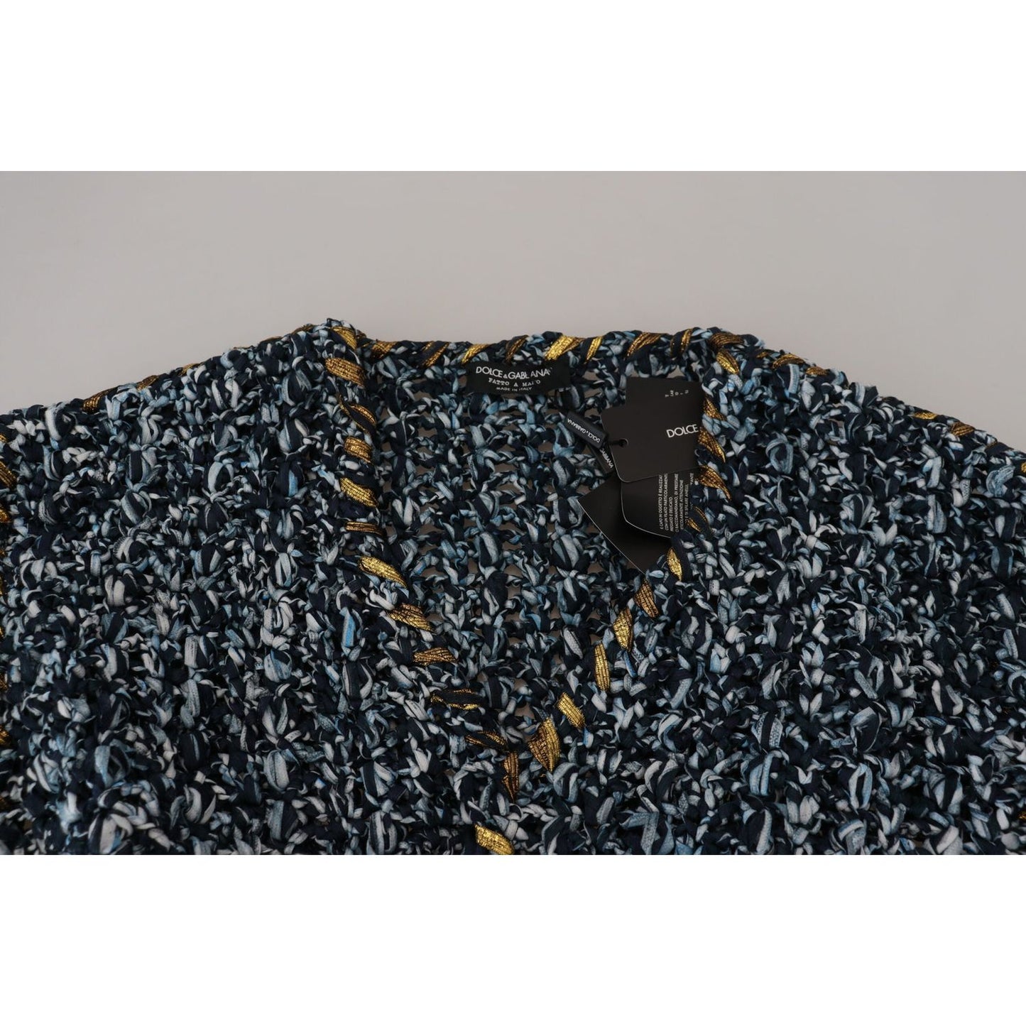 Dolce & Gabbana Elegant Blue V-Neck Cardigan Sweater blue-button-cardigan-fatto-a-mano-sweater