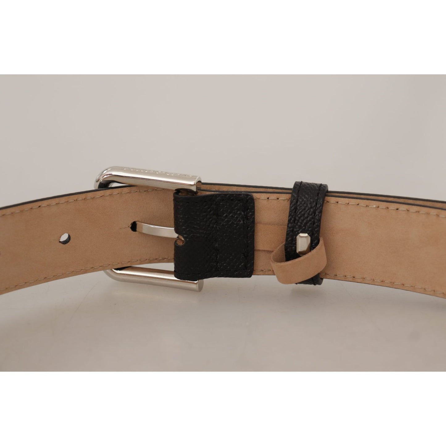 Sleek Black Authentic Leather Belt