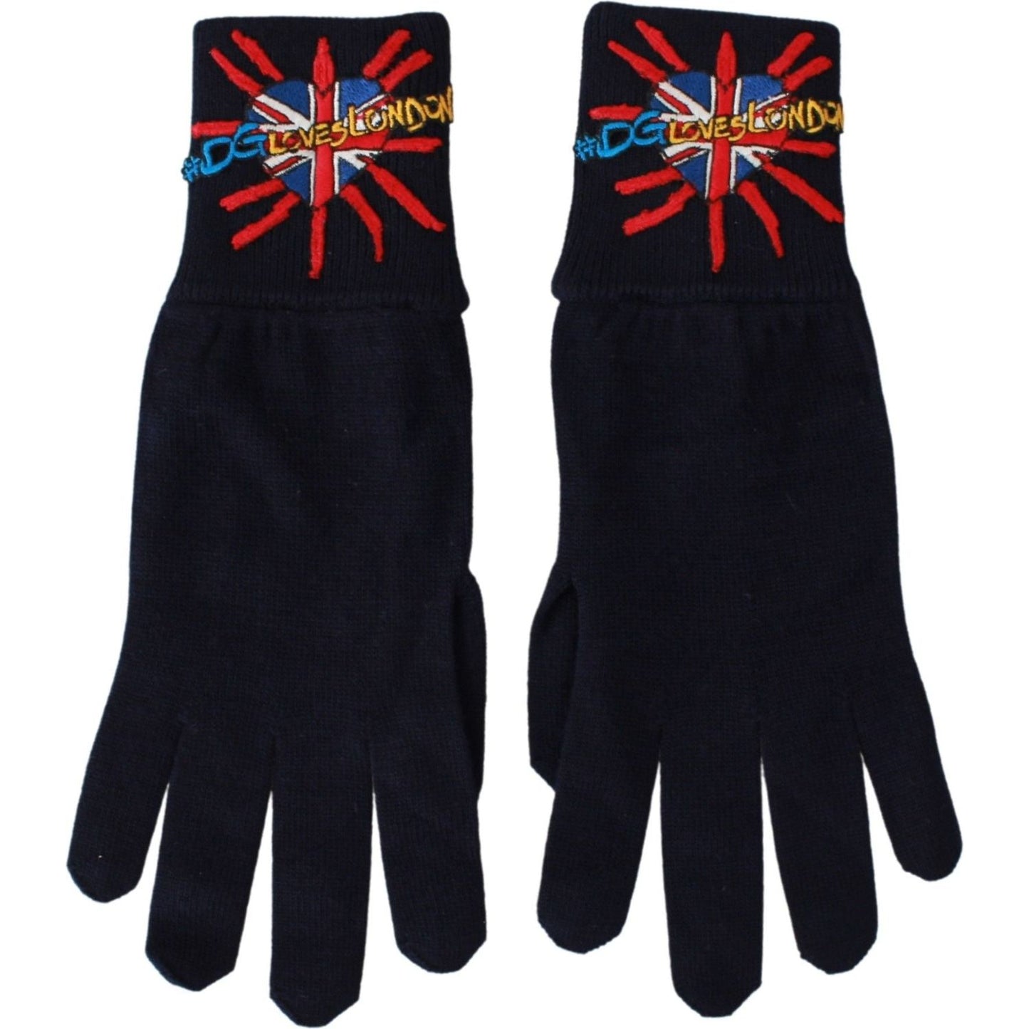 Dolce & Gabbana Blue Virgin Wool Unisex Gloves blue-dgloveslondon-embroidered-wool-gloves IMG_6660-80fd3f6f-4ad.jpg