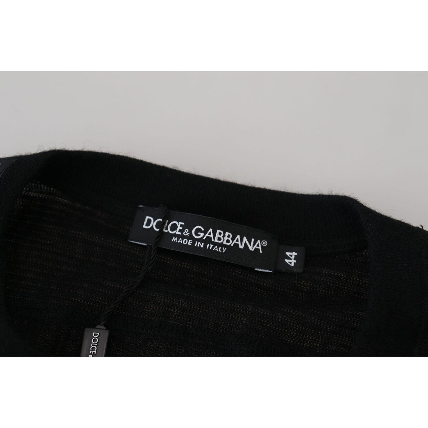 Dolce & Gabbana Elegant Black Cashmere Pullover Sweater black-cashmere-button-pullover-sweater