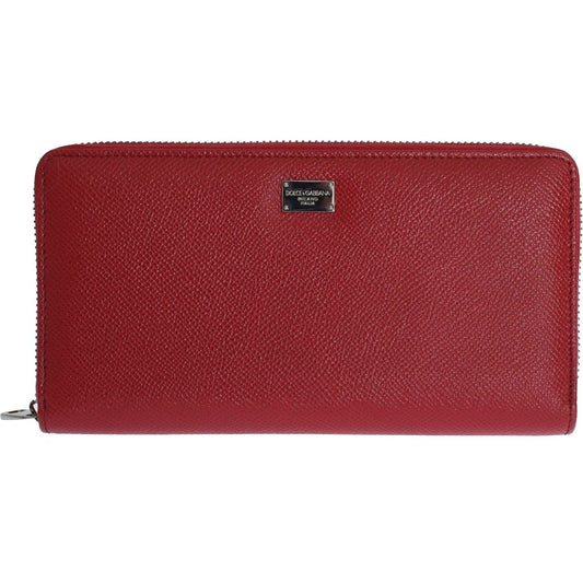 Dolce & Gabbana Elegant Red Leather Continental Wallet red-dauphine-leather-zip-around-continental-wallet