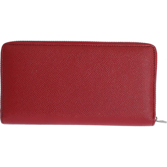 Dolce & Gabbana Elegant Red Leather Continental Wallet red-dauphine-leather-zip-around-continental-wallet