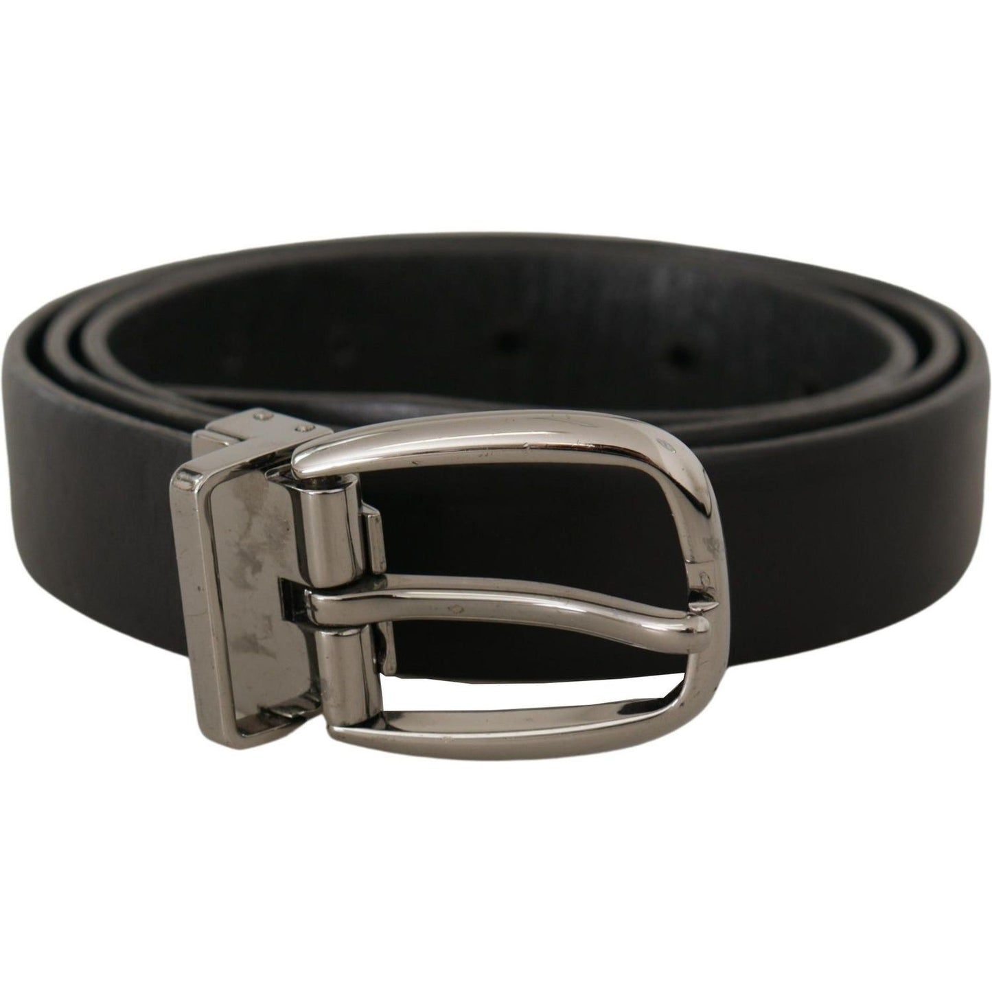 Elegant Black Leather Designer Belt