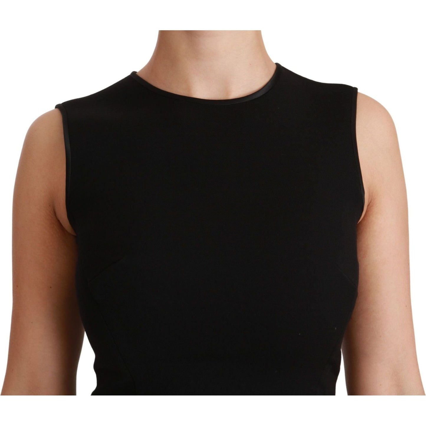 Dolce & Gabbana Elegant Black Fit Flare Wool Blend Dress black-fit-flare-wool-stretch-sheath-dress WOMAN DRESSES IMG_6968-scaled-9e6e4497-f70.jpg
