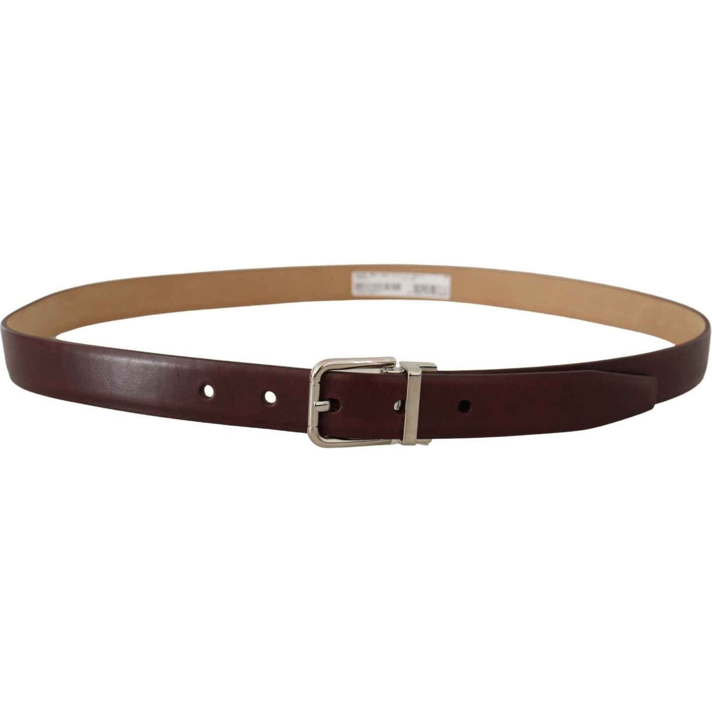 Elegant Leather Belt with Silver Tone Buckle