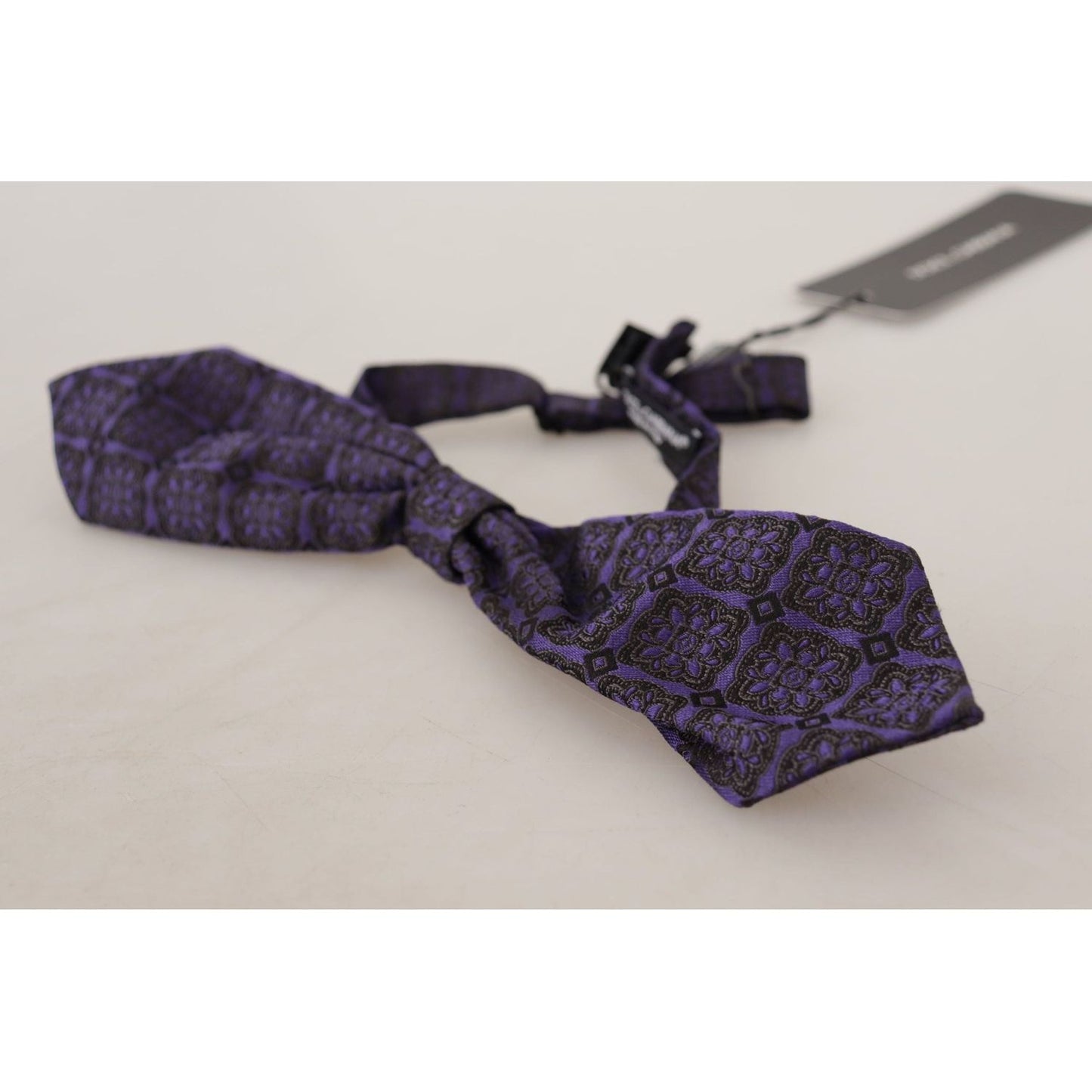 Elegant Blue Geometric Silk Bow Tie Dolce & Gabbana
