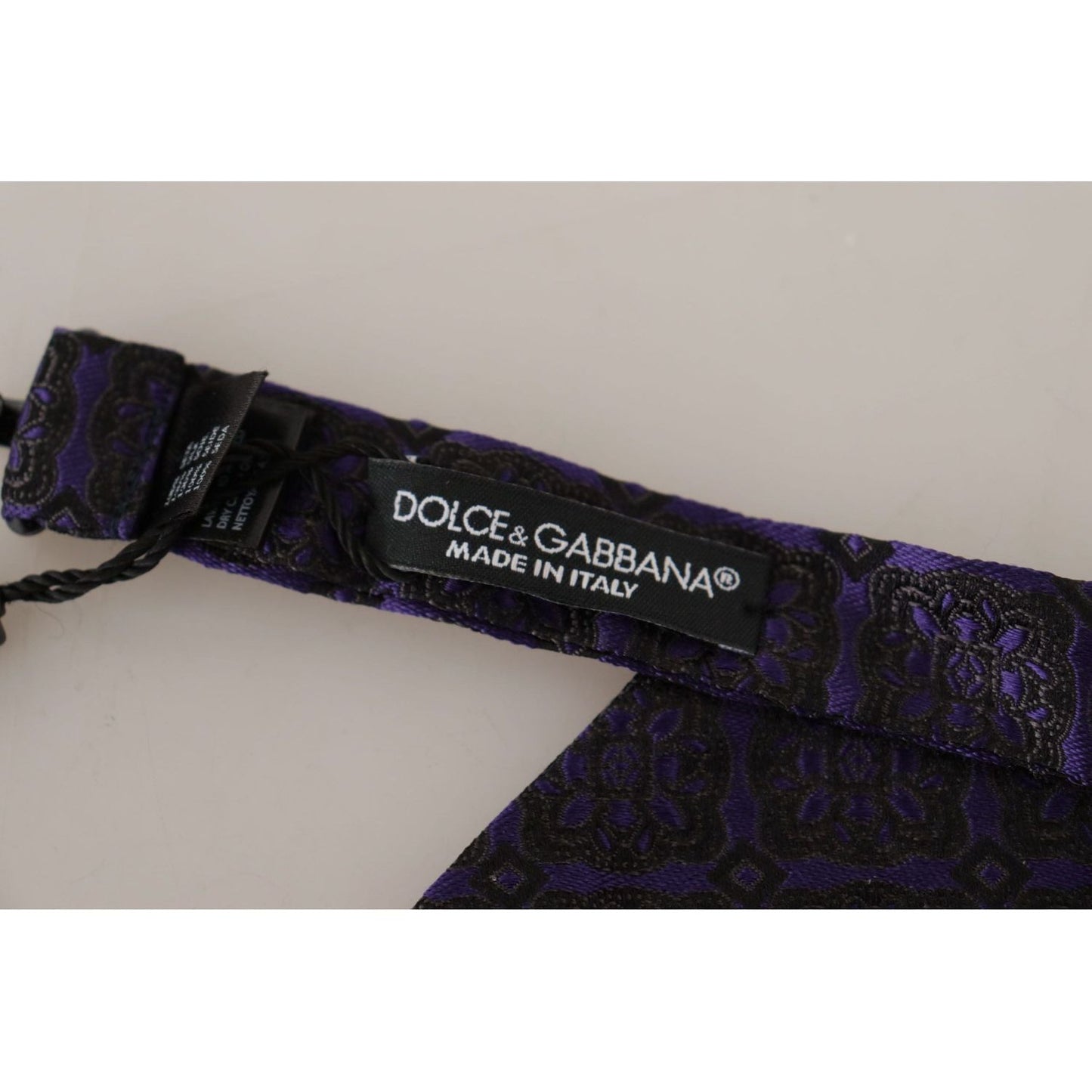 Elegant Blue Geometric Silk Bow Tie Dolce & Gabbana