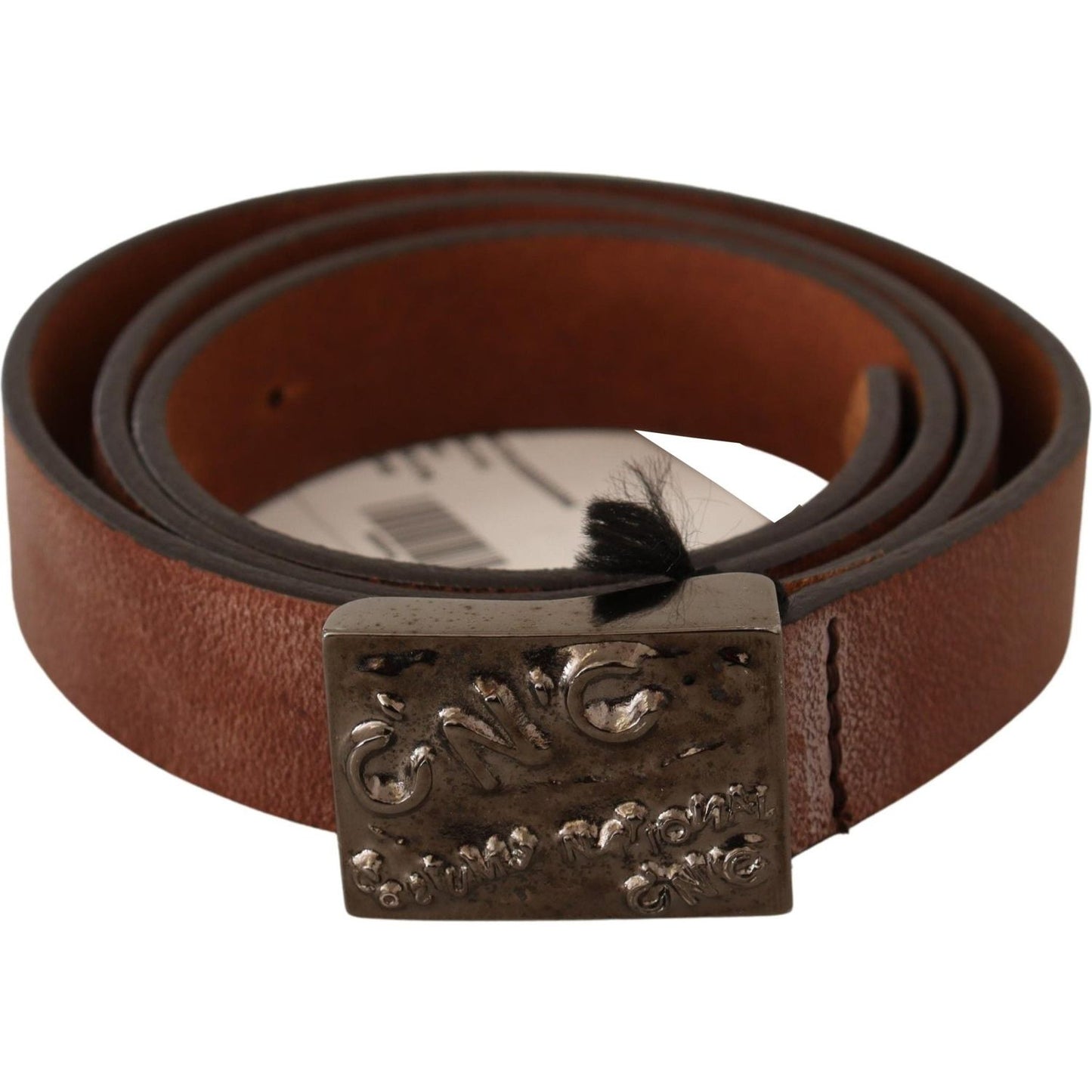 Chic Solid Brown Waist Belt with Logo Buckle