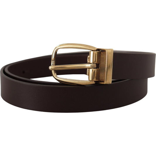 Elegant Dark Brown Leather Belt Dolce & Gabbana