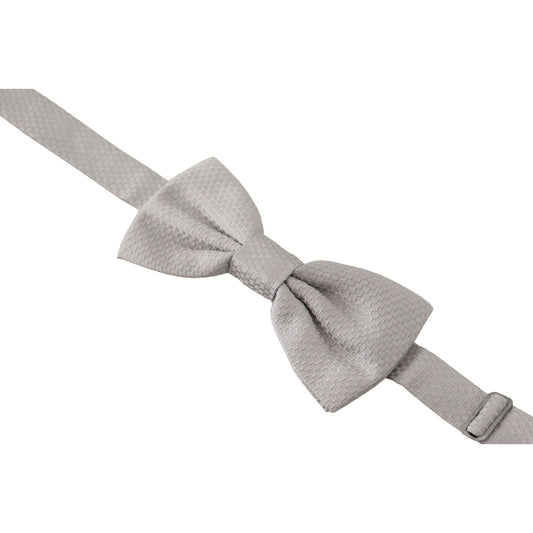 Chic Gray Silk Bow Tie