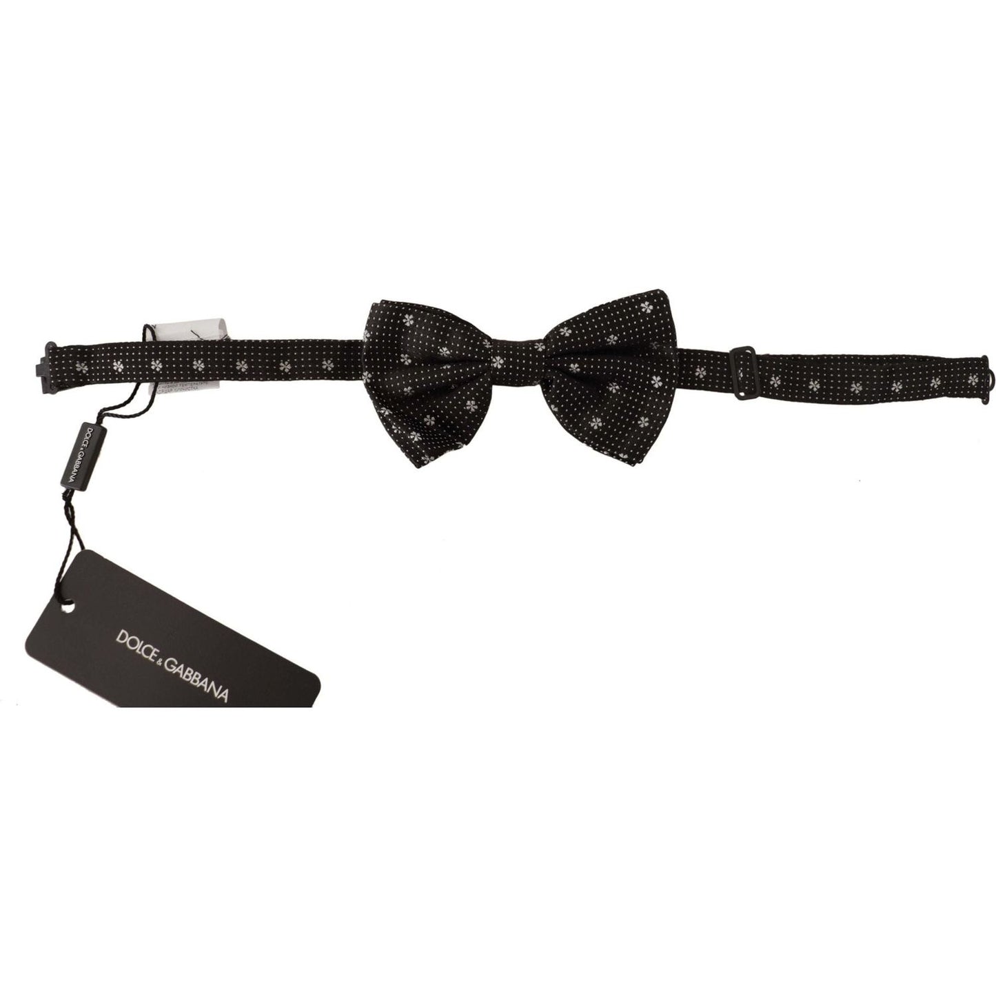 Elegant Black Silk Polka Dot Bow Tie
