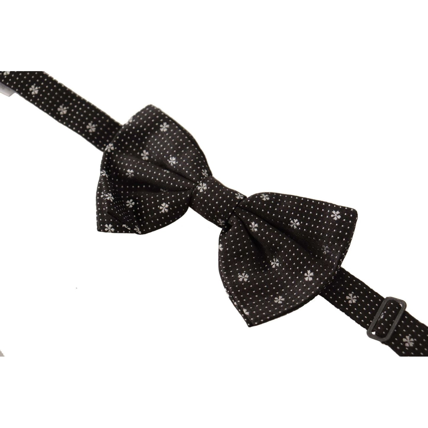 Elegant Black Silk Polka Dot Bow Tie