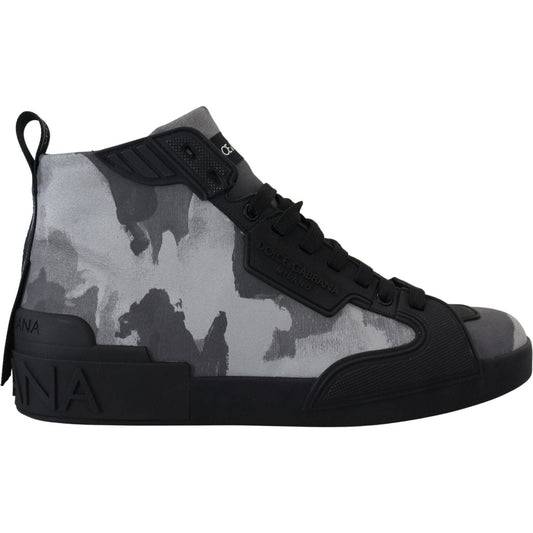 Dolce & Gabbana Camo Gray High-Top Sneakers gray-canvas-cotton-high-tops-sneakers-shoes IMG_7287-scaled-6c1a651c-d7b.jpg