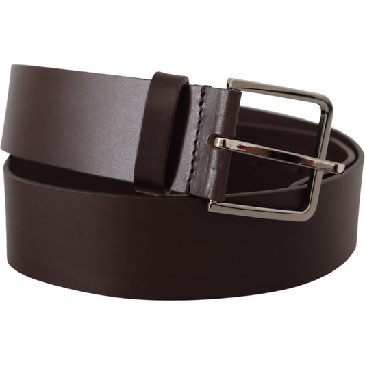 Elegant Dark Brown Leather Belt Dolce & Gabbana