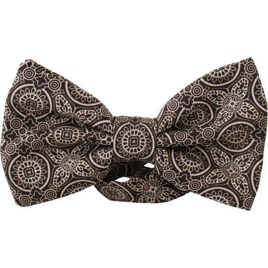 Elegant Silk Black & White Bow Tie