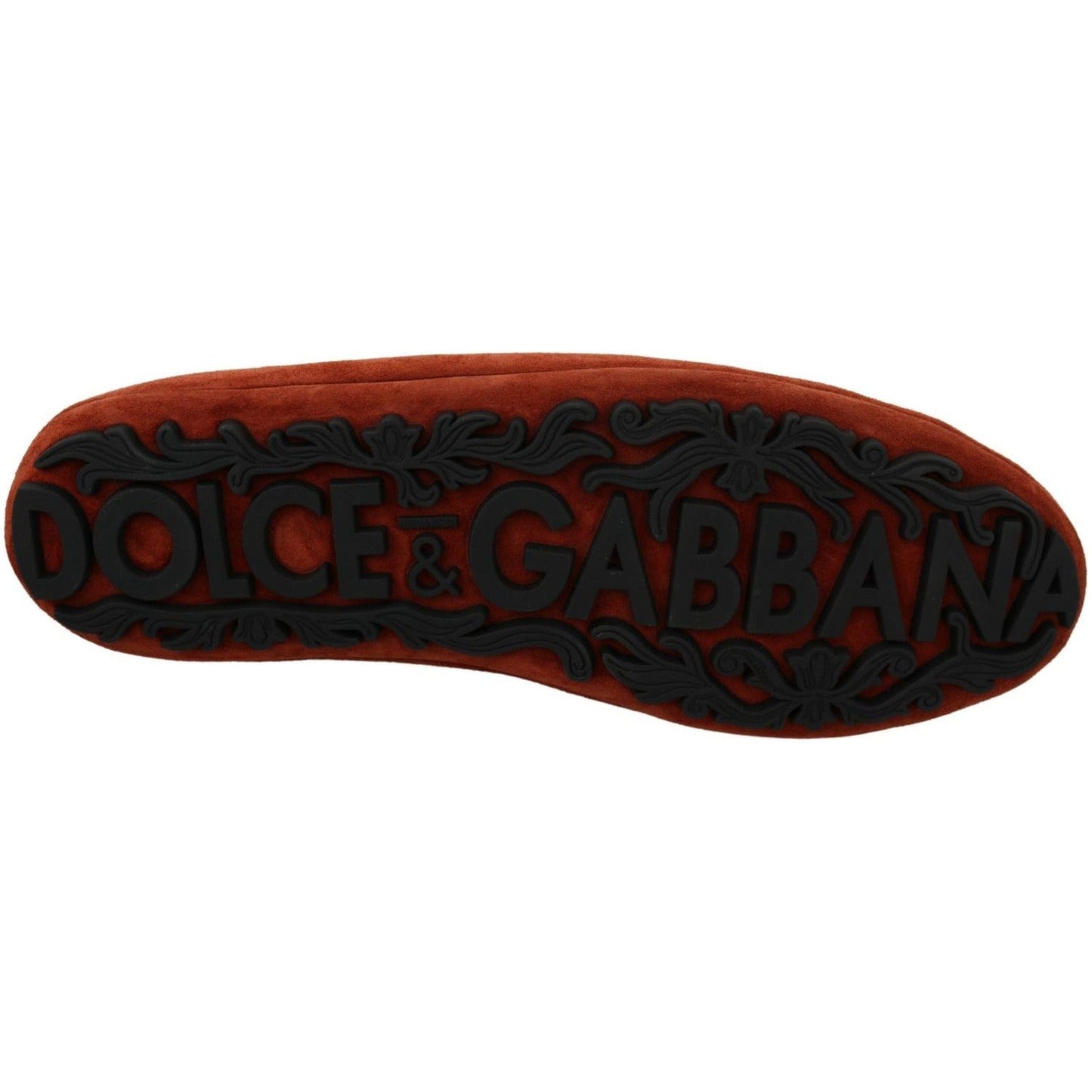 Dolce & Gabbana Elegant Orange Leather Moccasin Slippers orange-leather-moccasins-crystal-crown-slippers-shoes