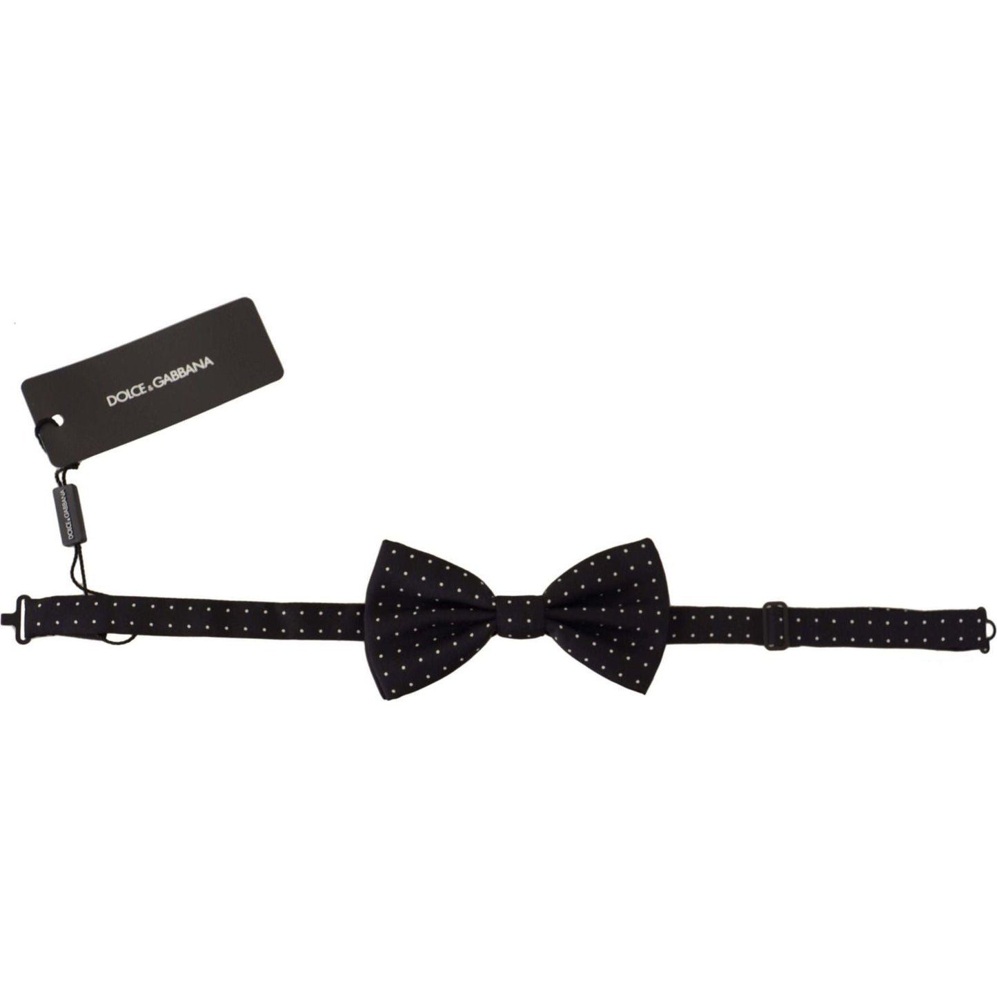 Elegant Black Polka Dot Silk Bow Tie