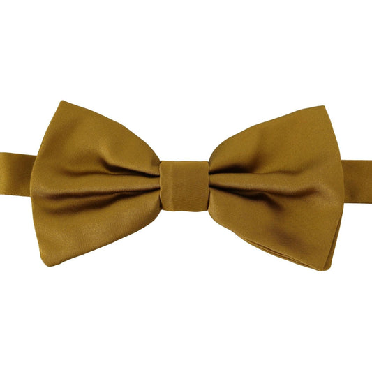 Elegant Mustard Yellow Silk Bow Tie