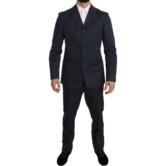 Romeo Gigli Elegant Blue Two-Piece Suit two-piece-3-button-cotton-blue-solid-suit Suit IMG_7442-scaled.jpg