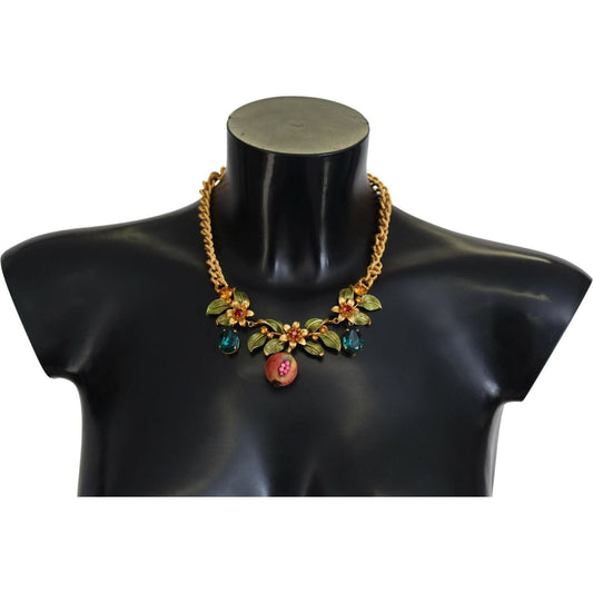 Dolce & Gabbana Elegant Floral Fruit Motif Gold Necklace gold-brass-crystal-logo-fruit-floral-statement-necklace IMG_7473-1-scaled-945df184-bd3.jpg