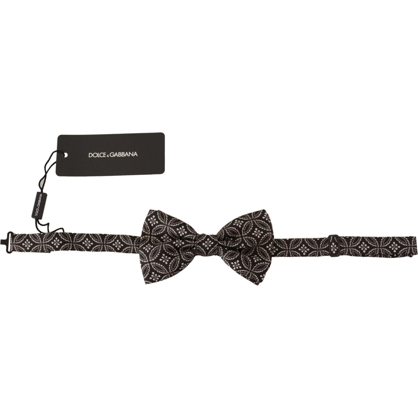Elegant Black and White Silk Bow Tie