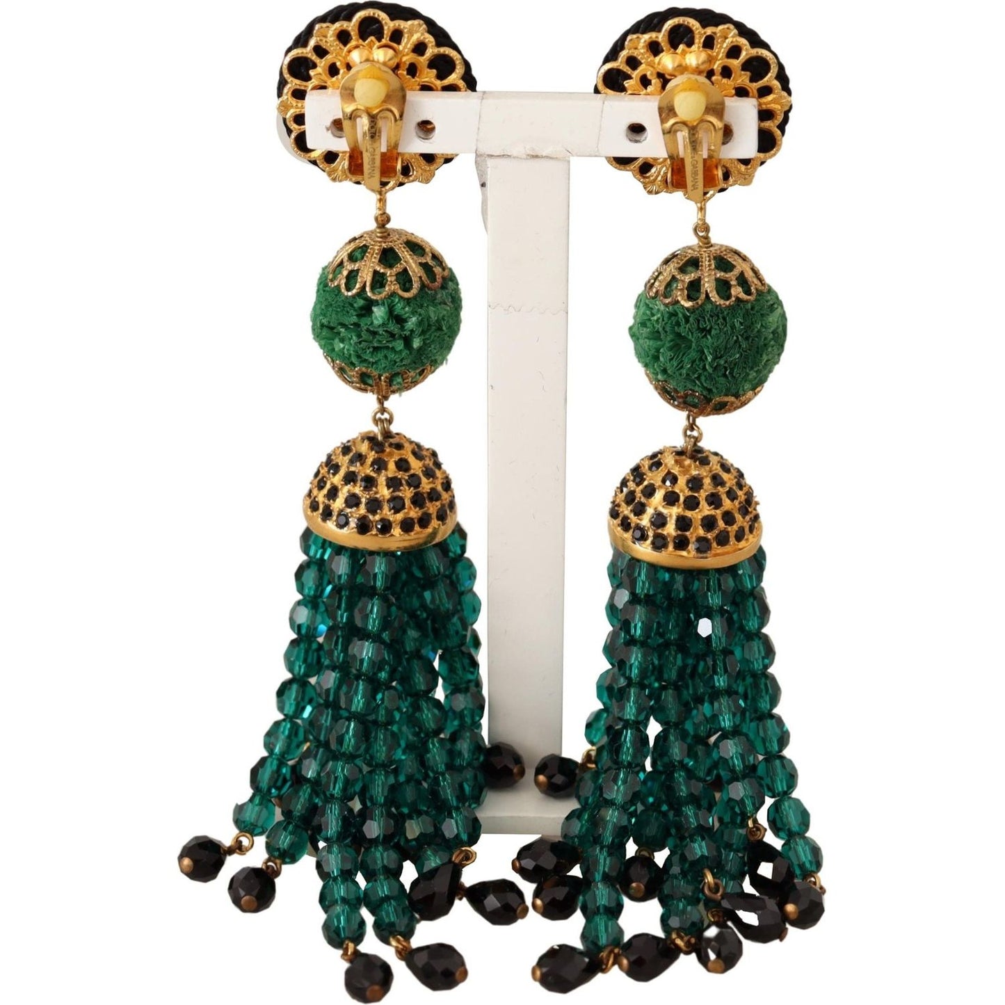 Dolce & Gabbana Elegant Crystal Drop Clip-On Earrings green-crystals-gold-tone-drop-clip-on-dangle-earrings IMG_7622-1-9a307d3e-605.jpg