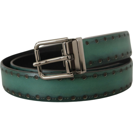 Elegant Leather Belt with Silver Tone Buckle