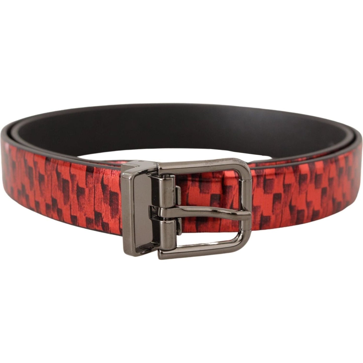 Elegant Red Leather Belt with Silver Buckle Dolce & Gabbana