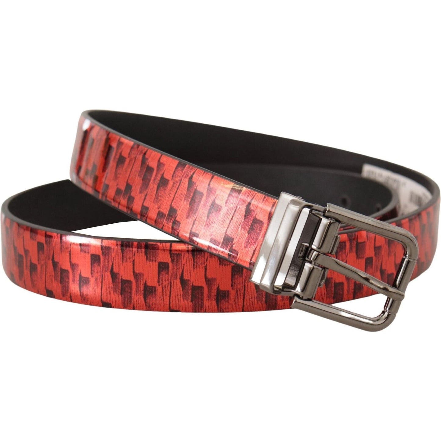 Elegant Red Leather Belt with Silver Buckle Dolce & Gabbana