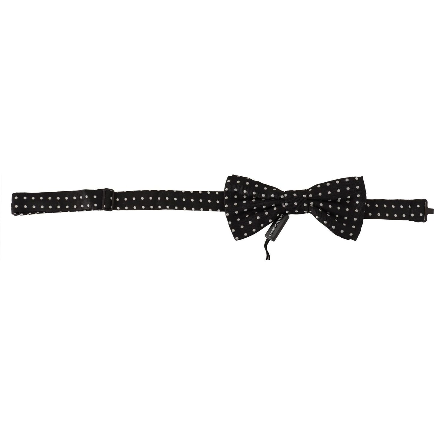 Elegant Black and White Polka Dot Silk Bow Tie