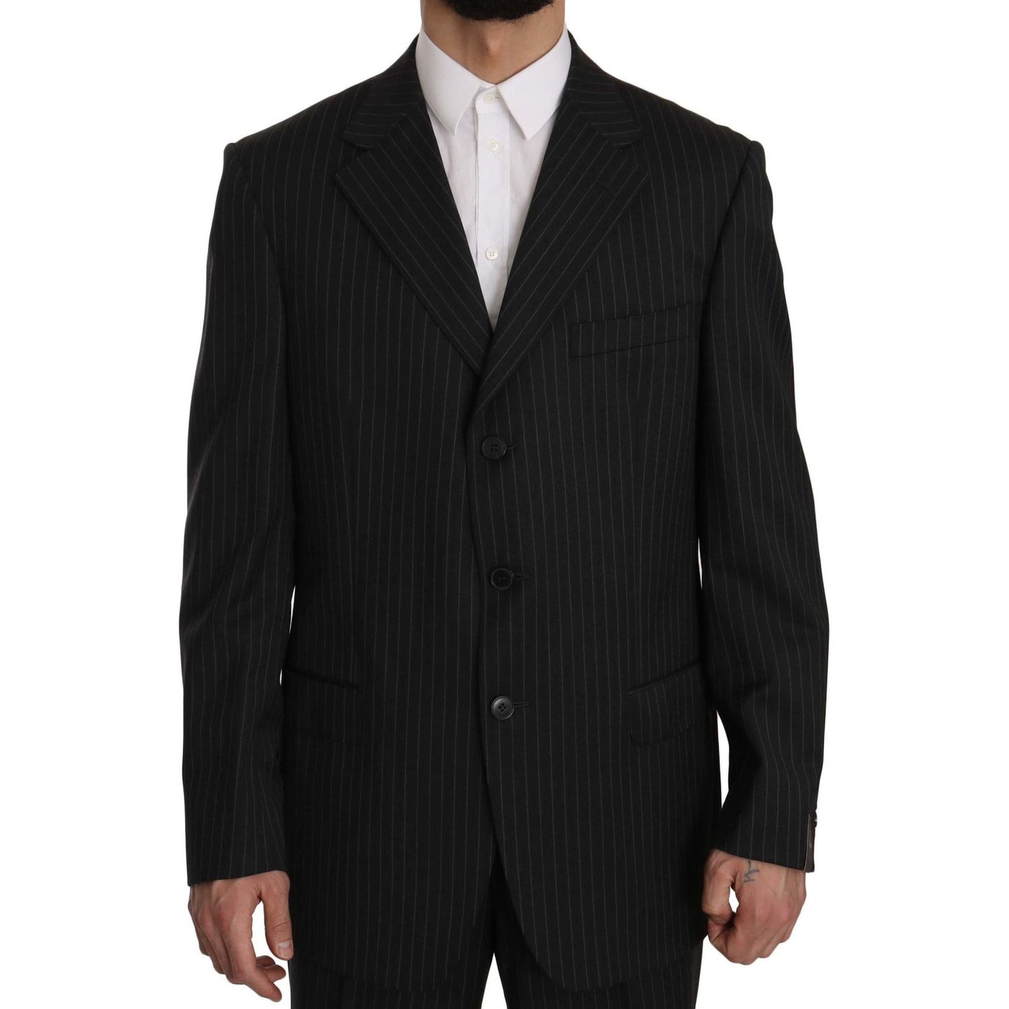 Z ZEGNA Elegant Black Striped Wool Suit black-striped-two-piece-3-button-100-wool-suit Suit IMG_7801-scaled.jpg