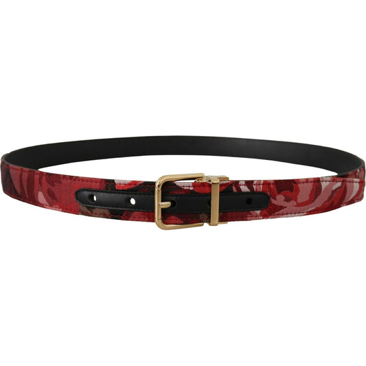 Red Multicolor Leather Belt with Gold-Tone Buckle Dolce & Gabbana