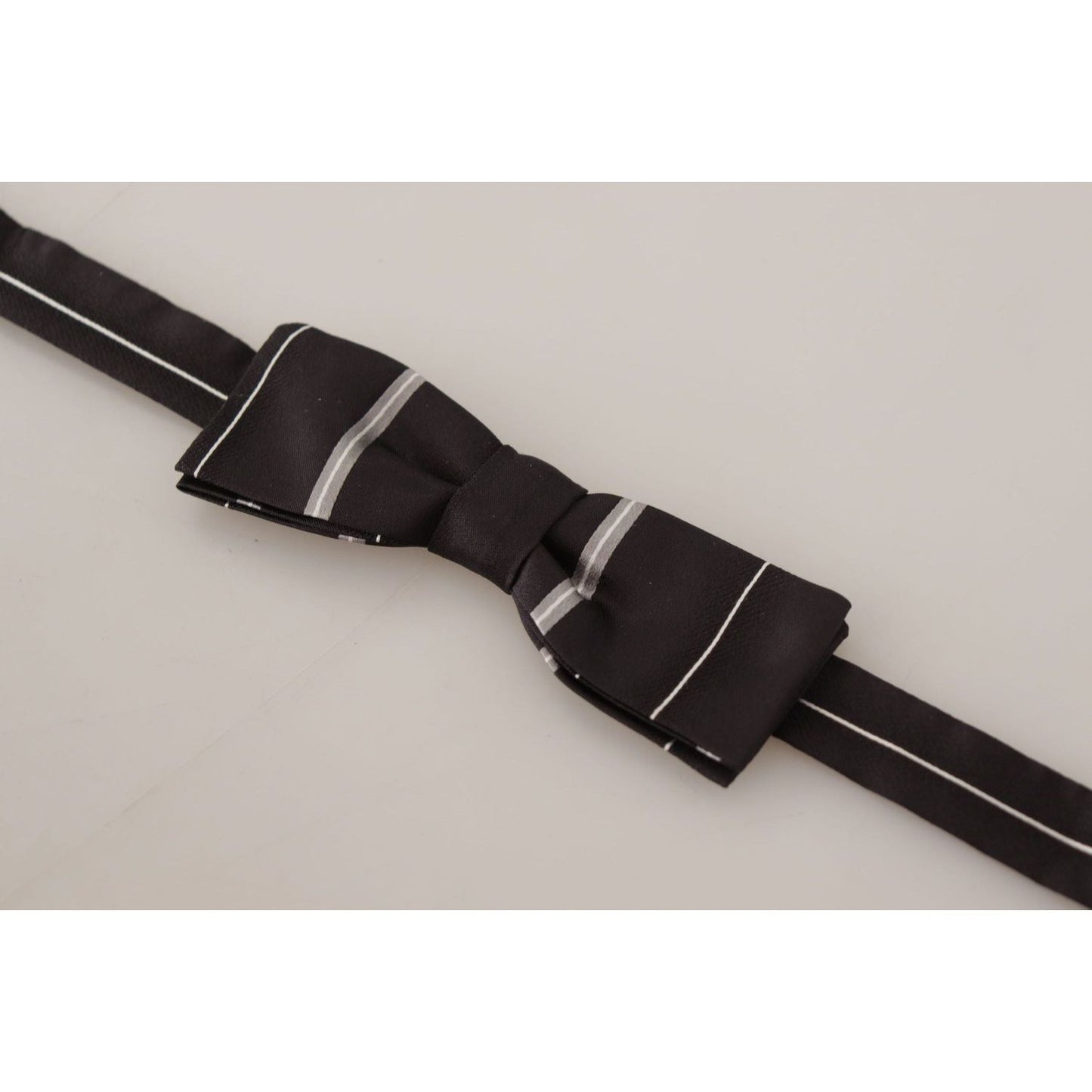 Elegant Silk Bow Tie in Black and Grey